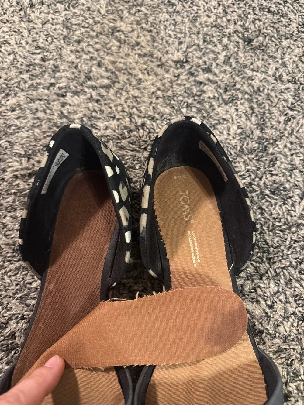 TOMS Women’s 8.5 Black Leopard D’Orsay Flats Slip On Shoes